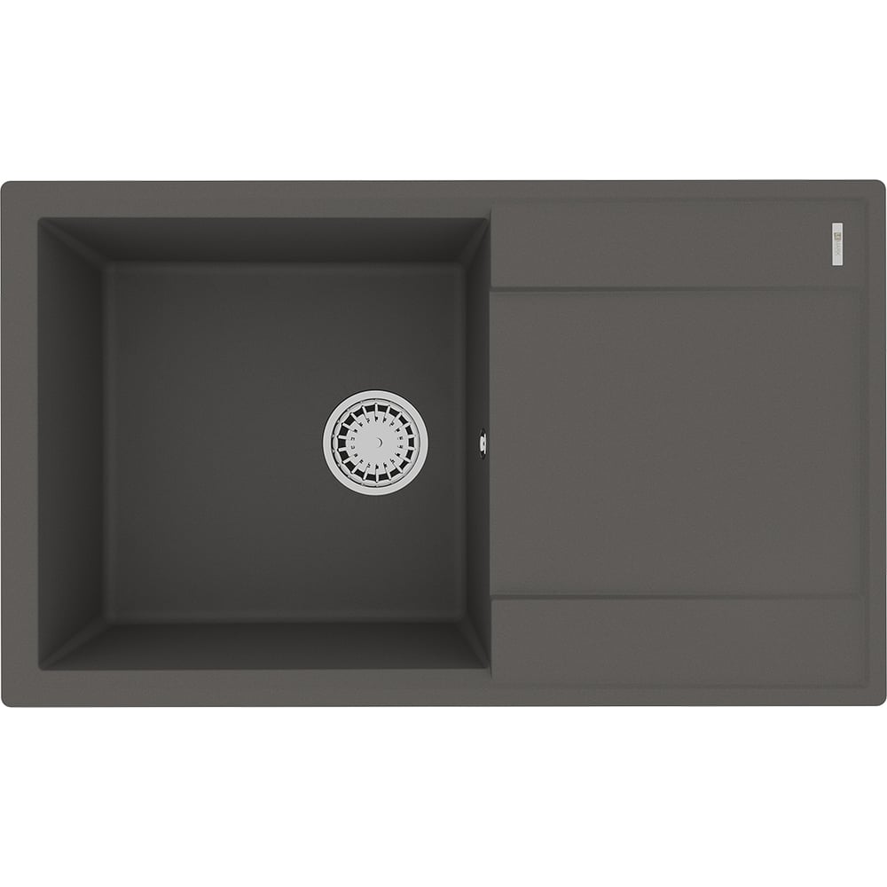 Изображение товара Мойка кухонная из кварцгранита Lemark IMANDRA 840 цвет: серый шёлк, комплектация: крепеж, сливная арматура с переливом арт. 9910035