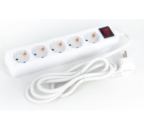 Изображение товара Удлинитель GREPP (5гнезд;1,8м;с заземлением;выключатель;белый) /40 2511-02