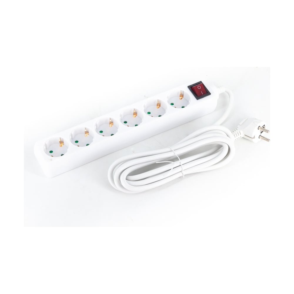 Изображение товара Удлинитель GREPP (6 гнезд;3м;с заземлением;выключатель;белый) /30 2511-05