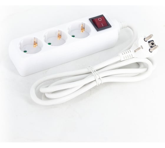 Изображение товара Удлинитель GREPP (3 гнезда;1,8м;с заземлением;выключатель;белый) /40 2511-01