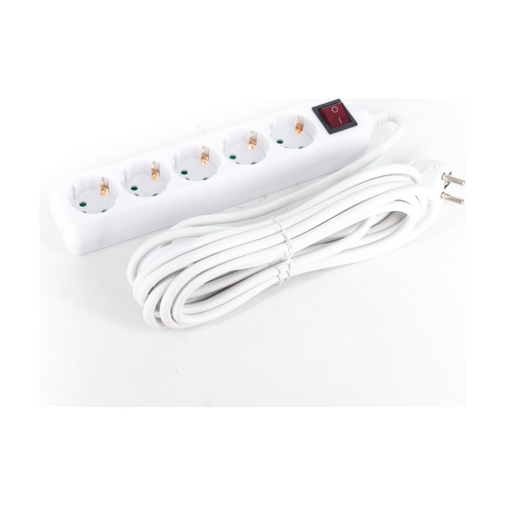 Изображение товара Удлинитель GREPP (5гнезд;5м;с заземлением;выключатель;белый) /20 2511-04