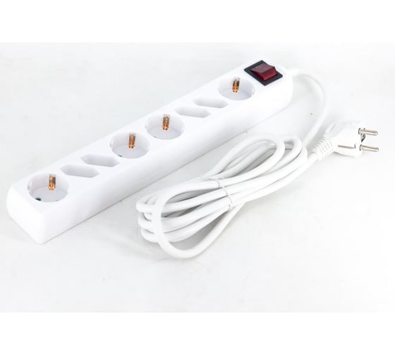 Изображение товара Удлинитель GREPP (4AU+4EU гнезда;3м;с заземлением;выключатель;белый) /30 2511-06