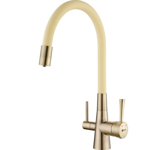 Изображение товара Смеситель для кухни Lemark Комфорт с гибким изливом, с подключением к фильтру питьевой воды, бронза/бежевый LM3075B-Beige