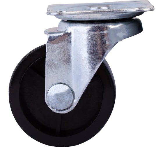 Изображение товара Опора колесная поворотная на площадке (50 мм; пластик черный) Стройбат 349670