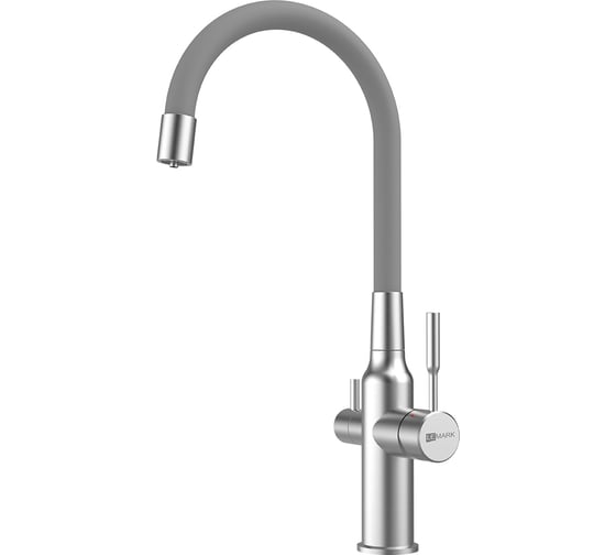 Изображение товара Смеситель для кухни Lemark Эксперт с гибким изливом, с подключением к фильтру питьевой воды, сталь/серый LM5083S-Gray