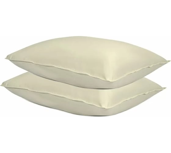 Изображение товара Набор из двух наволочек из сатина серо-бежевого цвета брашинг-эффектом из коллекции Essential Tkano 70x70 TK23-PC0006