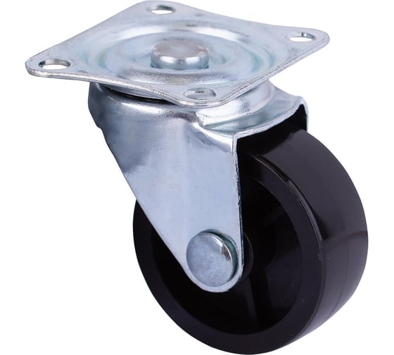 Изображение товара Опора колесная поворотная на площадке (25 мм; пластик черный) Стройбат 349640