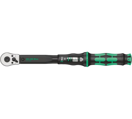 Изображение товара Динамометрический ключ с трещоткой WERA Click-Torque B 2 3/8, 20-100 Нм, L-405 мм WE-075611