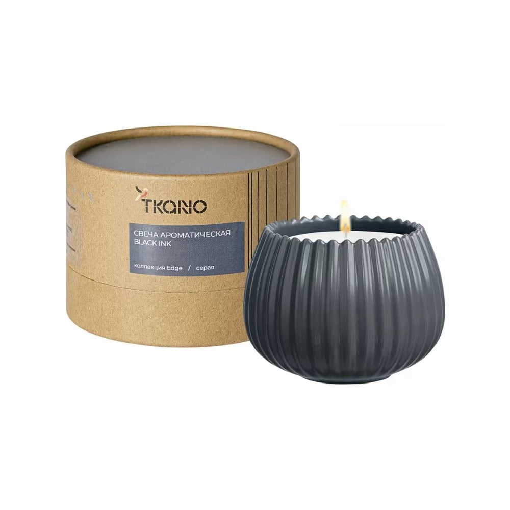 Изображение товара Ароматическая свеча Black Ink из коллекции Edge Tkano серый 30 часов