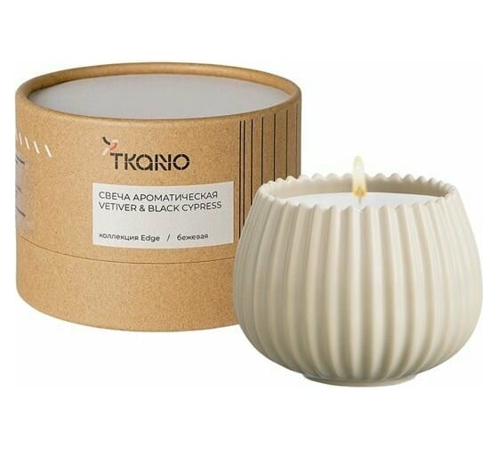 Изображение товара Свеча ароматическая Vetiver & Black cypress из коллекции Edge Tkano бежевый, 30 ч TK23-ARO0017