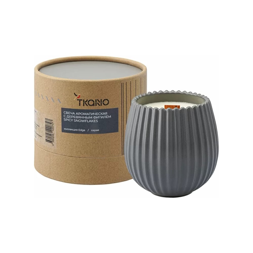 Изображение товара Ароматическая свеча Спайси Снофлейкс из коллекции Edge Tkano 60 часов серый