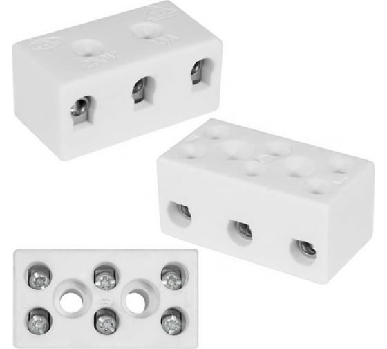 Изображение товара Клемма винтовая керамическая Pro Legend для проводов сечением 2.5 мм2, 3x2 контакта, 400 В, 4 А, -40...+450 C PL3875