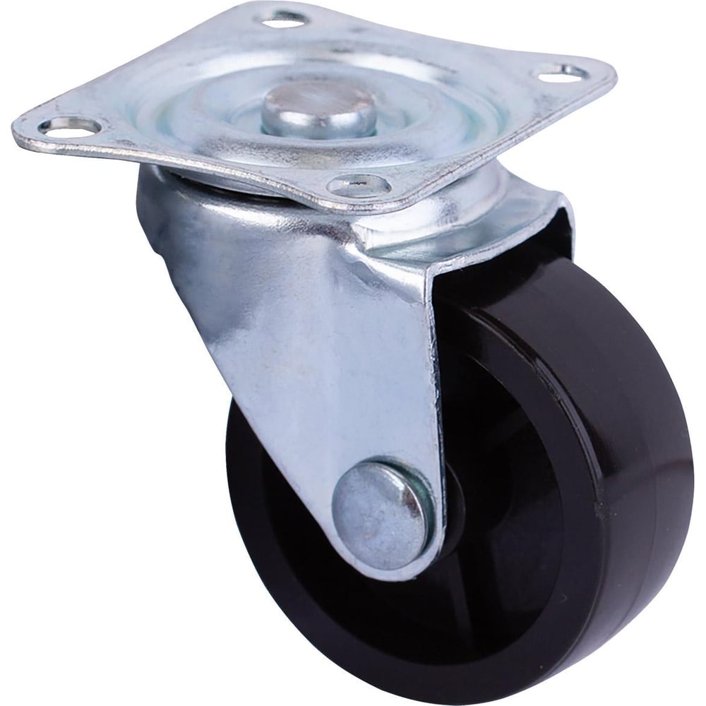 Изображение товара Опора колесная поворотная на площадке (38 мм; пластик черный) Стройбат 349660