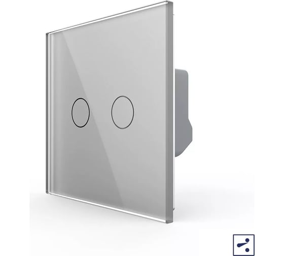 Изображение товара Двухклавишный проходной/перекрестный сенсорный выключатель LIVOLO 1 пост, цвет серый VL-C702S-15