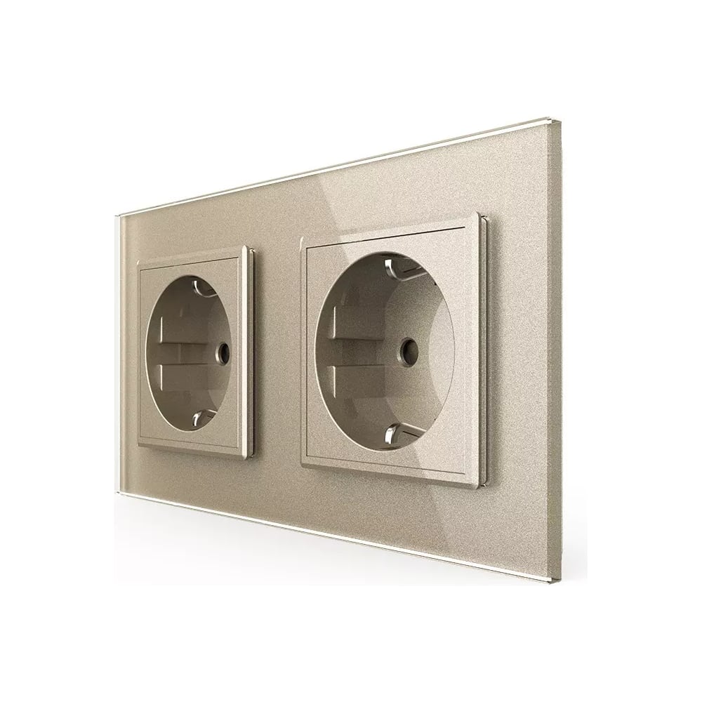 Изображение товара Электрическая розетка LIVOLO 16A, 2 поста, стекло пластик, шампань