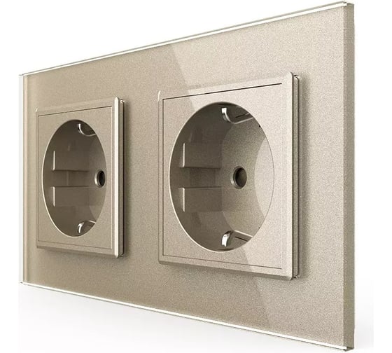 Изображение товара Розетка электрическая LIVOLO 16A, 2 поста, цвет шампань VL-C7C2EU-16