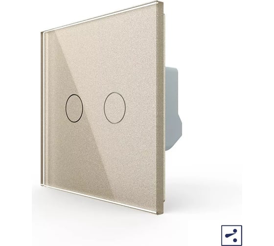 Изображение товара Двухклавишный проходной/перекрестный сенсорный выключатель LIVOLO 1 пост, цвет шампань VL-C702S-16