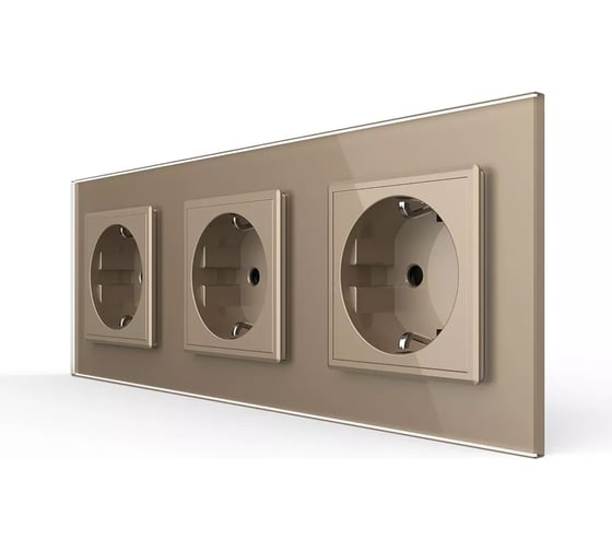 Изображение товара Розетка электрическая LIVOLO 16A, 3 поста, цвет золотой VL-C7C3EU-13