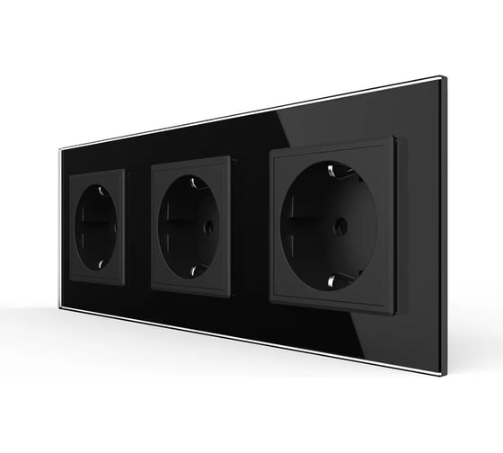 Изображение товара Розетка электрическая LIVOLO 16A, 3 поста, цвет черный VL-C7C3EU-12