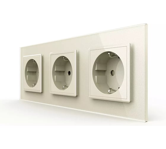 Изображение товара Розетка электрическая LIVOLO 16A, 3 поста, цвет жемчужный VL-C7C3EU-14