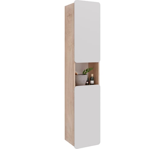 Изображение товара Пенал Lemark OLIVIA 35 см, подвесной/напольный, 2-х дверный, открывание левое/правое, цвет корпуса: дуб кантри, цвет фасада: белый глянец LM08OL35P