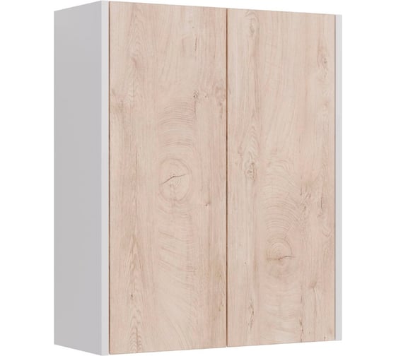 Изображение товара Шкаф Lemark COMBI 60 см, подвесной, 2-х дверный, цвет фасада: дуб кантри, цвет корпуса: белый глянец LM03C60SH-dub