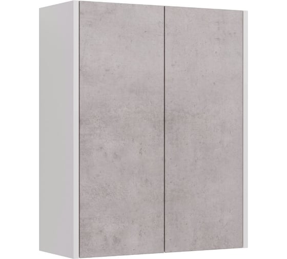 Изображение товара Шкаф Lemark COMBI 60 см, подвесной, 2-х дверный, цвет фасада: бетон, цвет корпуса: белый глянец LM03C60SH-Beton