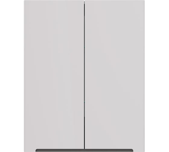 Изображение товара Шкаф Lemark BUNO 60 см, подвесной, 2-х дверный, цвет планки: серый, цвет корпуса, фасада: белый глянец LM04B60SH