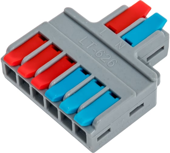 Изображение товара Клемма соединительная универсальная проходная Cabeus 2-6 полюса, с рычагом, 0,08-6,0, 1 шт. MX-626