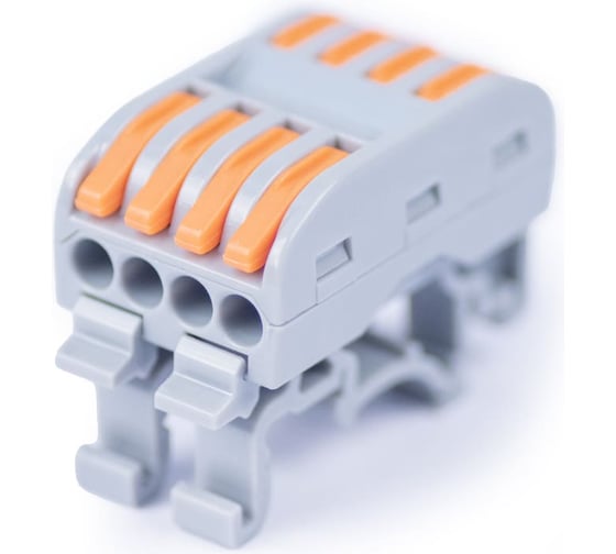 Изображение товара Клемма соединительная универсальная проходная Cabeus 4 полюса, с рычагом, на DIN-рейку 0,08-2,5/4,0 PCT-224D