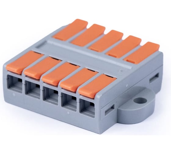 Изображение товара Клемма соединительная универсальная проходная Cabeus 5 полюсов, с рычагом, 0,5-6,0, 1 шт. MX662-5R