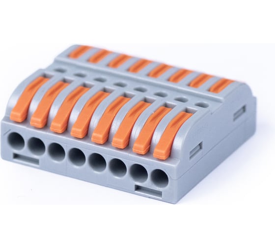 Изображение товара Клемма соединительная универсальная проходная Cabeus 8 полюсов, с рычагом, 0,08-2,5/4,0, 1 шт. MX223-8