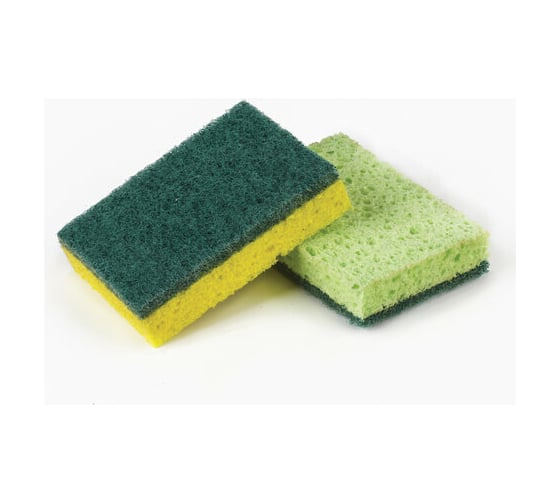 Изображение товара Бытовые губки LAIMA КОМПЛЕКТ 2шт целлюлозные губчатые c абразивом в2ш95г65см 605487