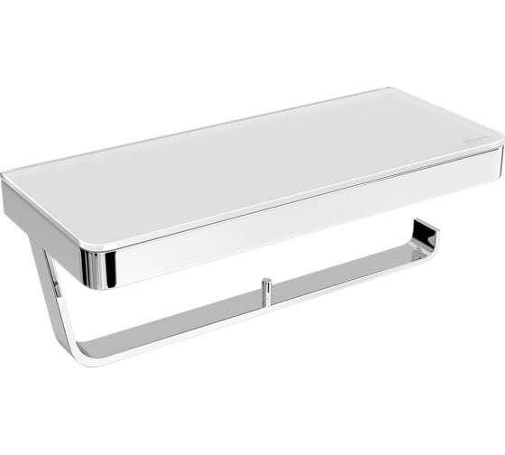 Изображение товара Держатель для туалетной бумаги Lemark GLASS LINE двойной, с полкой, хром/белое стекло 9721040
