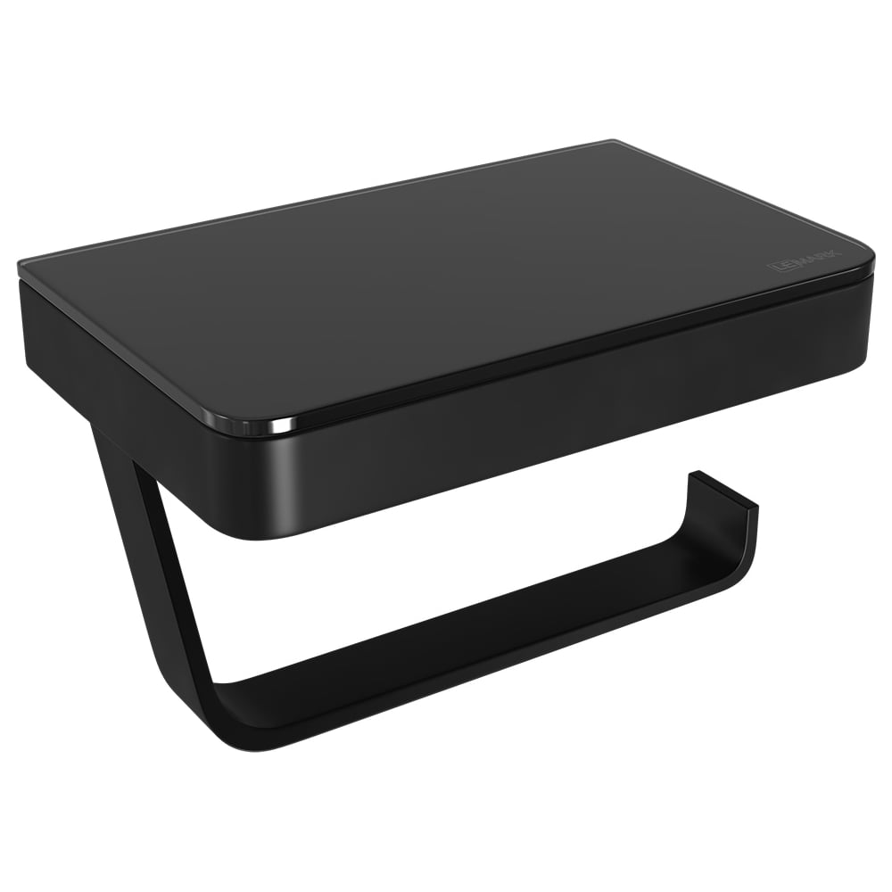 Изображение товара Держатель для туалетной бумаги Lemark GLASS LINE с полкой черный стекло