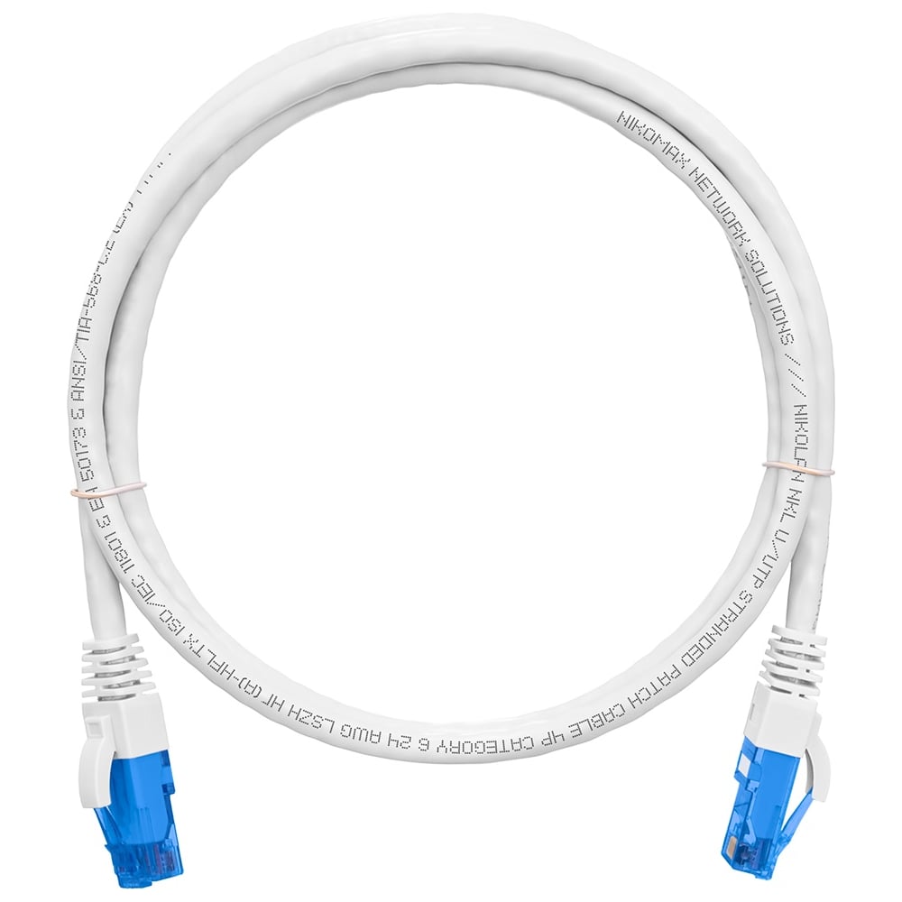 Изображение товара Шнур NIKOMAX U/UTP 4 пары, Кат.6, 7х0,205мм, белый, 1м NMC-PC4UE55B-010-C-WT