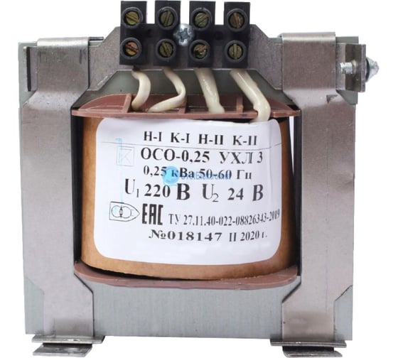 Изображение товара Трансформатор Электротехник ОСО-0,25 УХЛ3 220/24, IP00, ET003491