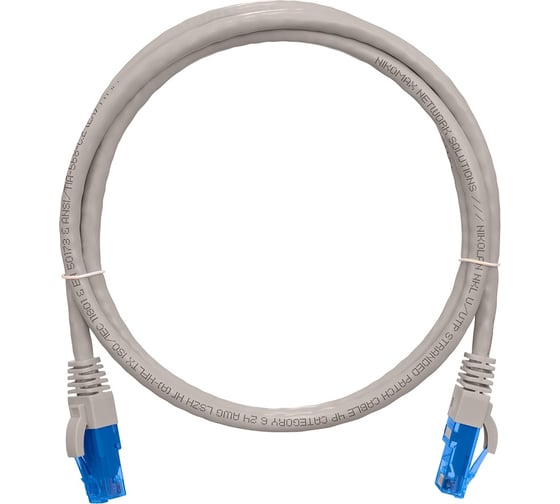 Изображение товара Шнур NIKOMAX U/UTP 4 пары, Кат.6, 7х0,205мм, серый, 0,15м NMC-PC4UE55B-001-C-GY