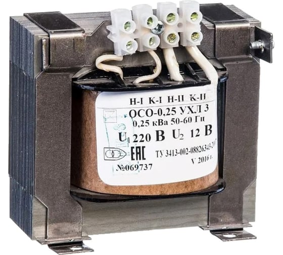 Изображение товара Трансформатор Электротехник ОСО-0,25 УХЛ3 220/12, IP00, ET051618