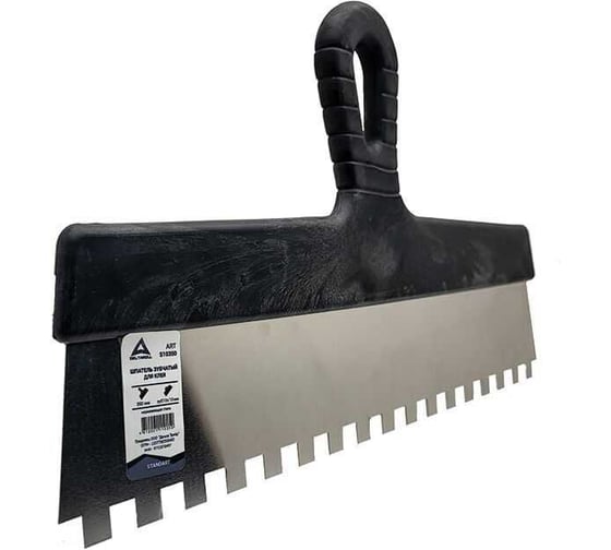 Изображение товара Шпатель зубчатый для клея Deltaroll нержавеющая сталь, 350 мм, зуб, 10x10 мм S10350