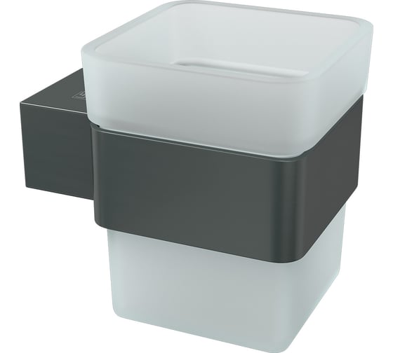 Изображение товара Стакан для зубных щеток Lemark SMOOTH LINE с держателем, графит 9736015