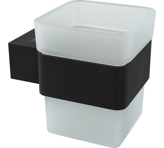 Изображение товара Стакан для зубных щеток Lemark SMOOTH LINE с держателем, черный 9732014