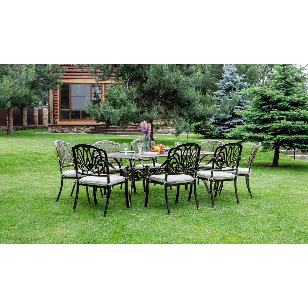 Изображение товара Обеденный комплект из литого алюминия Royal Family WILHELM 8 персон овальный стол для дачи