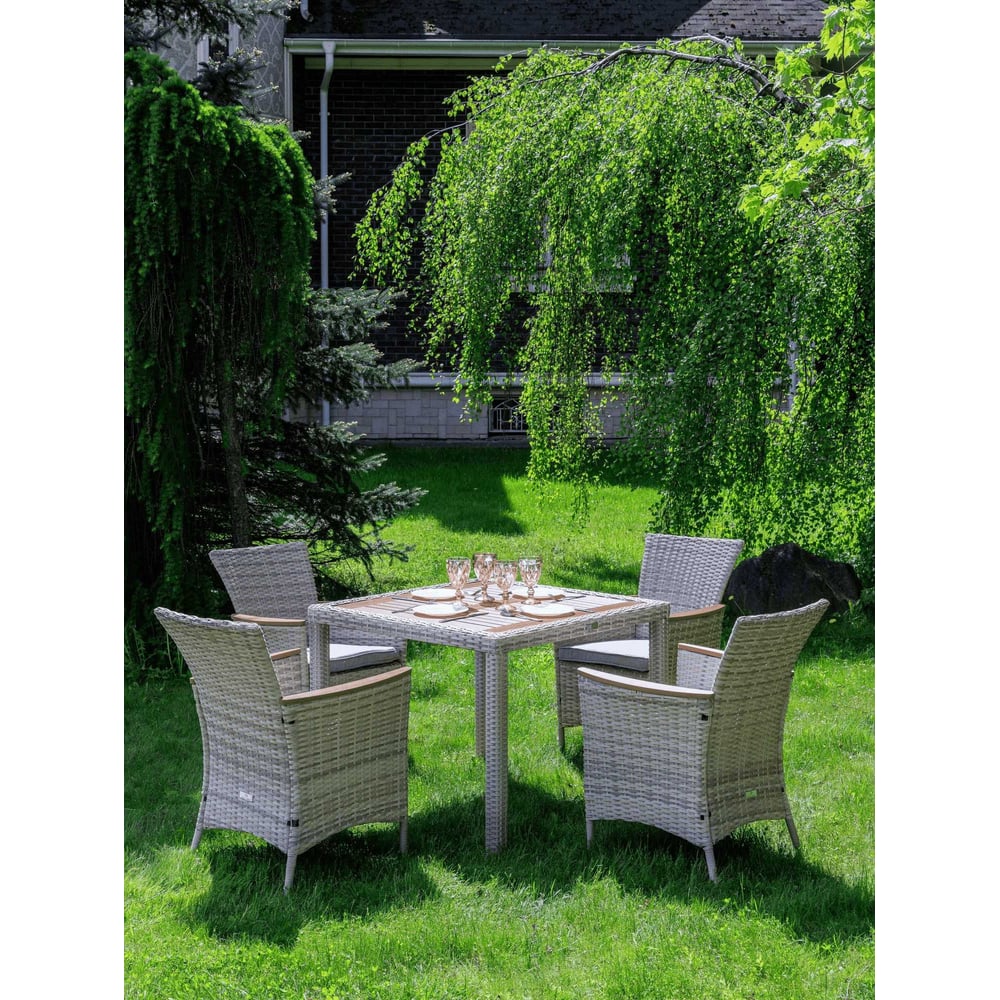 Изображение товара Обеденный комплект ROYAL FAMILY AMELIA бежевый на 4 персоны для дачи сада