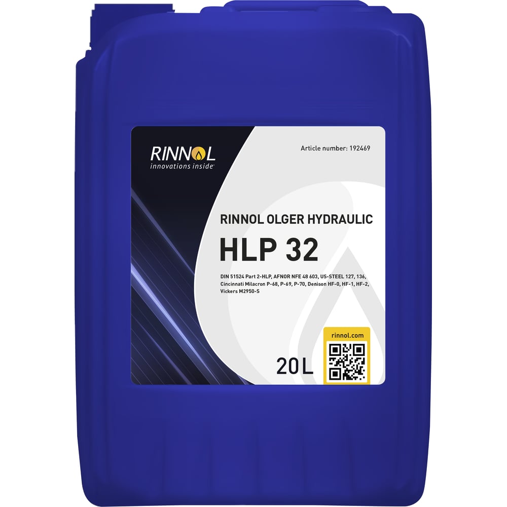 Изображение товара Масло гидравлическое минеральное OLGER HYDRAULIC HLP 32 e20L RINNOL 192469