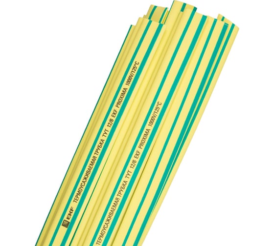 Изображение товара Термоусаживаемая трубка EKF PROxima ТУТ нг, 10/5, желто-зеленая, в отрезках по 1м 50 шт tut-10-yg-1m