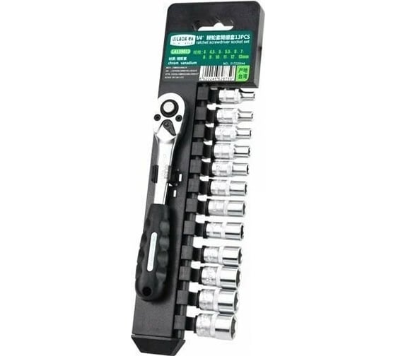 Изображение товара Набор торцевых головок с трещоткой LAOA 1/4", 12 предметов, 4-13 мм LA159013