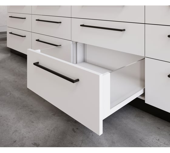 Изображение товара Выдвижной ящик GTV AXIS PRO L-450 мм, высокий H-168 мм, со стеклянными боковинами, белый PB-AXISPRO-GLASS-KPL450C1