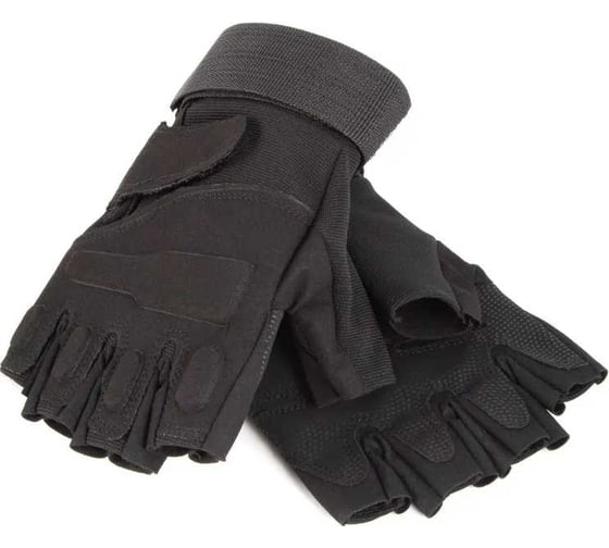 Изображение товара Перчатки треккинговые Следопыт TACTIC, без пальцев, с защитными накладками, черные, размер M PF-TG-09