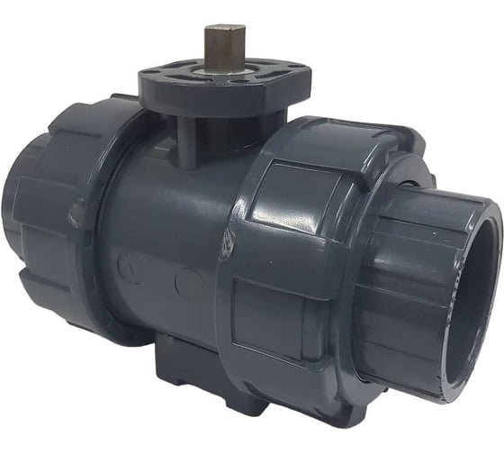 Изображение товара Двухходовой шаровой кран TECHNO 2040-PVC ПВХ, под привод DN40, рабоч. темп. -10~60C 655240